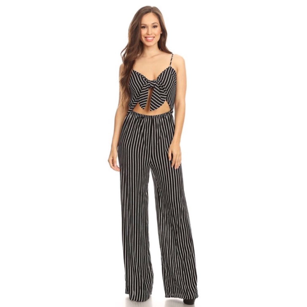 ELIANA Black & White Striped Jumpsuit